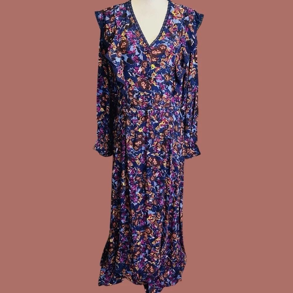 NWT Atelier Reve ‘Irlea’ Maxi Dress in “Medieval Navy Blue” Size 42 = U.S. XL - Picture 3 of 16